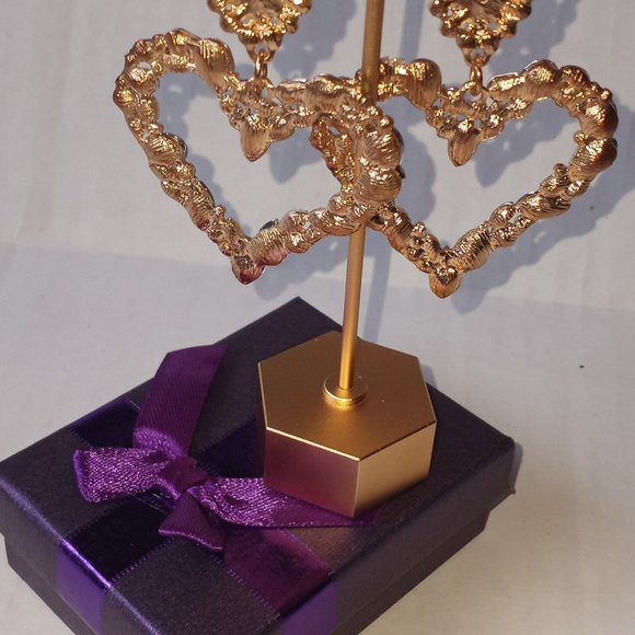 Pink Crystal Statement Heart Earrings - Picture 5 of 8